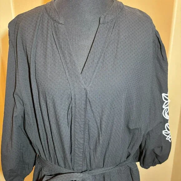 💖Draper James RSVP Black White Embroidery Lattern Sleeves Drop Waist Dress XXL - Picture 2 of 10